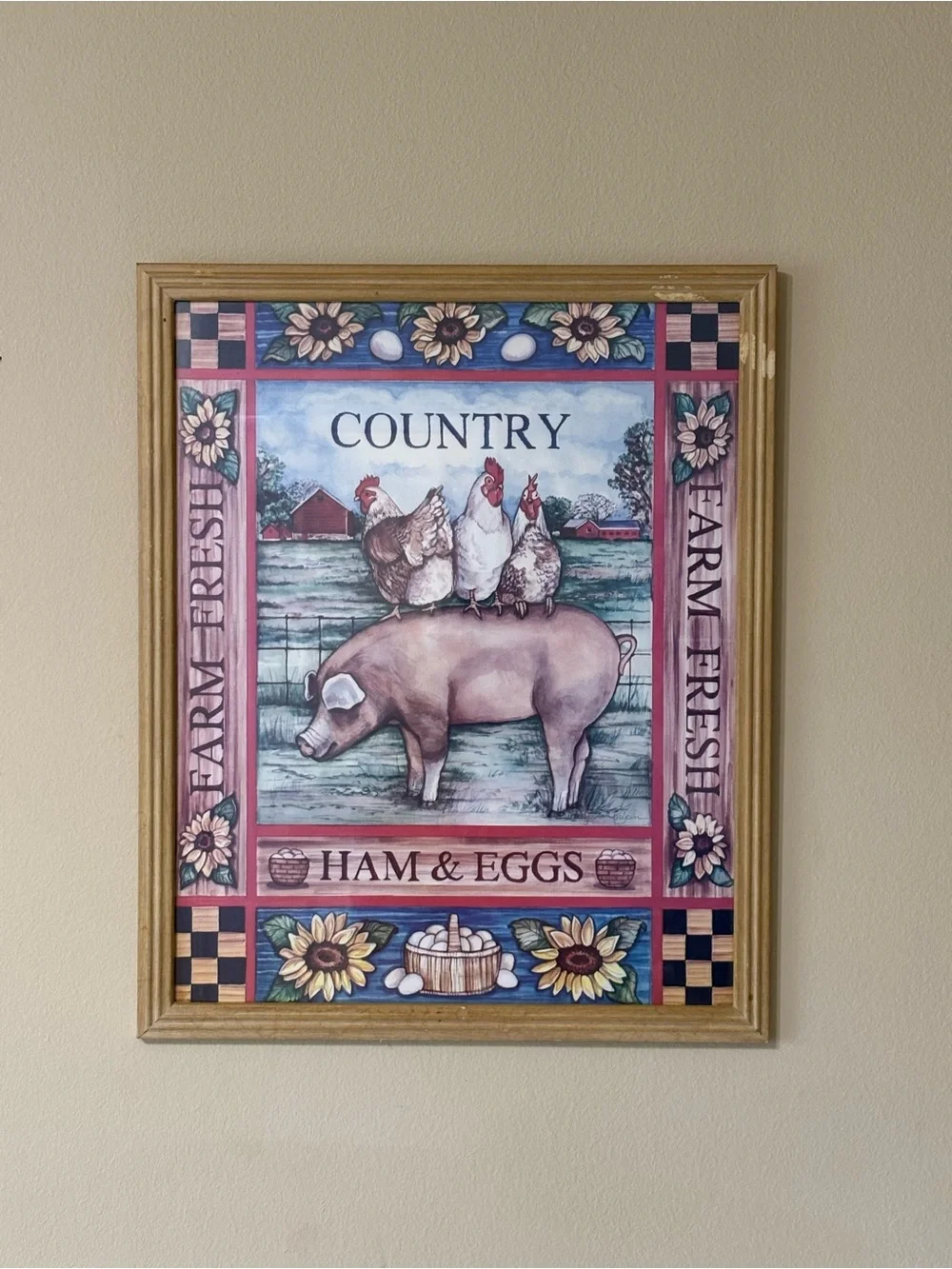 Country Ham & Eggs Farmhouse Wall Art - Multicolor